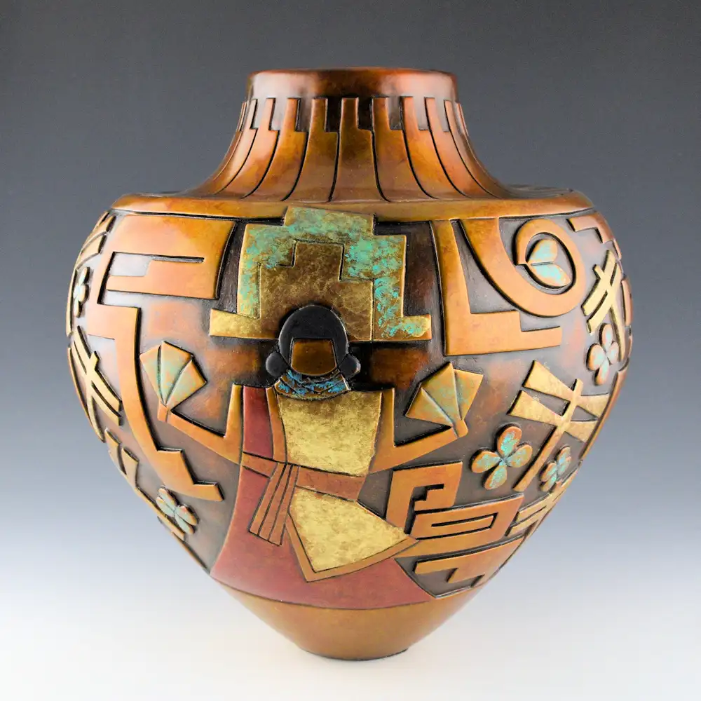 Bronze vessel created by Santo Domingo artist Tammy Garcia.
